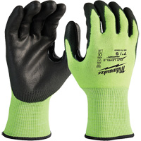 High-Visibility Cut-Resistant Gloves, Size Small, 15 Gauge, Nitrile/Polyurethane Coated, Polyethylene Shell, ANSI/ISEA 105 Level 3 Ontario Packaging