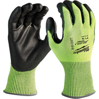 High-Visibility Cut-Resistant Gloves, Size Small, 13 Gauge, Nitrile/Polyurethane Coated, Polyethylene Shell, ANSI/ISEA 105 Level 4 Ontario Packaging