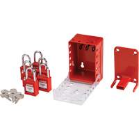 Ultra Compact Group Lockout Box with Nylon Safety Lockout Padlocks, Red SHB340 | Ontario Packaging