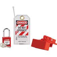 Dispositif de cadenassage pour connecteurs dalimentation de chariot &eacute;l&eacute;vateur BatteryBlock avec cadenas de s&eacute;curit&eacute; en nylon, Ensemble &eacute;lectrique, 3 composants compris Ontario Packaging