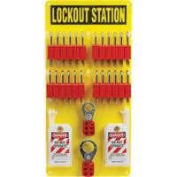 Lockout Board with Keyed Different Nylon Safety Lockout Padlocks, Plastic Padlocks, 24 Padlock Capacity, Padlocks Included SHB353 | Ontario Packaging