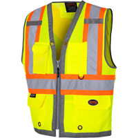 6673 Mesh-Back Zip-Front Surveyor's Vest, High Visibility Lime-Yellow, Small, Polyester Ontario Packaging