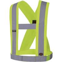 5492 4" Wide Adjustable Safety Sash, Meets/Exceeds CSA Z96 Class 2 - Level 2, High Visibility Lime-Yellow, Silver Reflective Colour, One Size Ontario Packaging
