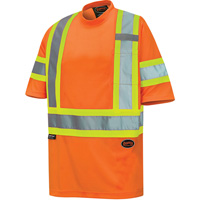 6970 Bird's-Eye Safety T-Shirt, Polyester, X-Small, High Visibility Orange Ontario Packaging