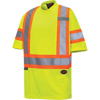 6971 Bird's-Eye Safety T-Shirt, Polyester, X-Small, High Visibility Lime-Yellow Ontario Packaging