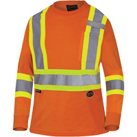 6968 Bird's-Eye Women's Safety T-Shirt, Polyester, X-Small, High Visibility Orange Ontario Packaging