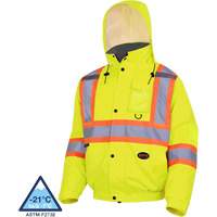 5033 Waterproof Winter Quilted Safety Bomber Jacket, Polyester, High Visibility Lime-Yellow, Small Ontario Packaging