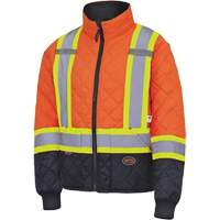 5015 Quilted Freezer Jacket, Polyester, Black/High Visibility Orange, X-Small Ontario Packaging