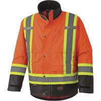 5400 300D Trilobal Ripstop Waterproof Safety Jacket, Polyester, Black/High Visibility Orange, 2X-Large Ontario Packaging
