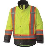 5401 300D Trilobal Ripstop Waterproof Safety Jacket, Polyester, Black/High Visibility Lime-Yellow, X-Small Ontario Packaging