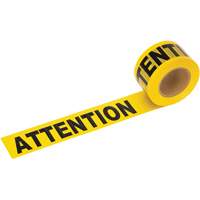 Barricade Warning Tape, Bilingual, 3" W x 1000' L, 1.5 mils, Black on Yellow SHE799 | Ontario Packaging