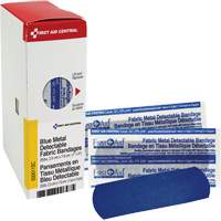 Fabric Blue Detectable Bandages, Rectangular/Square, 1", Fabric Metal Detectable, Sterile SHE879 | Ontario Packaging