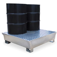4-Drum Steel Ultra-Spill Pallet&reg;, 68 US gal. Spill Capacity, 49.1" x 47.1" x 10.9" Ontario Packaging