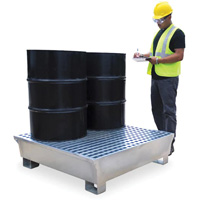 4-Drum Steel Ultra-Spill Pallet&reg;, 68 US gal. Spill Capacity, 49.1" x 47.1" x 10.9" Ontario Packaging