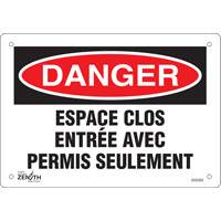 "Espace clos" Sign, 7" x 10", Plastic, French SHG593 | Ontario Packaging