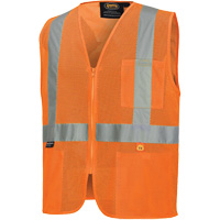 6943 Flame-Resistant Mesh Safety Vest, High Visibility Orange, Small, Polyester Ontario Packaging