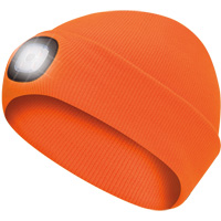 5675 Knit Toque with LED Headlight, Fleece Lining, One Size, High Visibility Orange Ontario Packaging