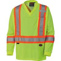 6985 Traffic Micro Mesh Long-Sleeved Safety Shirt, Small, High Visibility Lime-Yellow Ontario Packaging