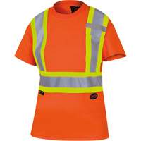 6948 Women's Bird's-Eye Safety T-Shirt, Polyester, X-Small, High Visibility Orange Ontario Packaging