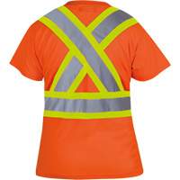 6948 Women's Bird's-Eye Safety T-Shirt, Polyester, X-Small, High Visibility Orange Ontario Packaging