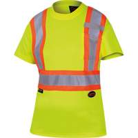 6949 Women's Bird's-Eye Safety T-Shirt, Polyester, X-Small, High Visibility Lime-Yellow Ontario Packaging