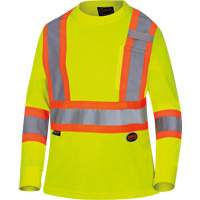 6969 Women's Bird's-Eye Long-Sleeved Safety Shirt, Polyester, X-Small, High Visibility Lime-Yellow Ontario Packaging