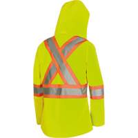 5628W The Rock Women's 300D  Quilted Safety Parka, Polyester/Polyurethane, High Visibility Lime-Yellow, X-Small Ontario Packaging
