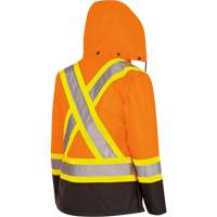 5020BBW Women's  7-in-1 Waterproof Jacket with Hood, Polyester/Polyurethane, High Visibility Orange, X-Small Ontario Packaging