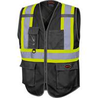 6959BK Tricot High-Visibility Safety Vest with Zipper Closure, Black, X-Small, Polyester Ontario Packaging