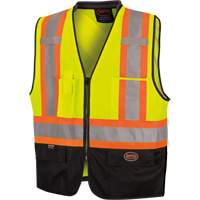 6895 High-Visibility Zip Front Bi-Colour Safety Vest, Black/High Visibility Lime-Yellow, 2X-Large/3X-Large, Polyester Ontario Packaging