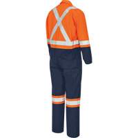 FR-Tech<sup>®</sup> 2-Tone Safety Coverall, Size 40, Navy Blue/Orange, 10 cal/cm² SHI224 | Ontario Packaging