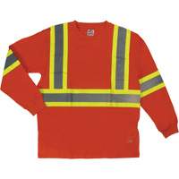 Long Sleeve Safety T-Shirt, Cotton, X-Small, High Visibility Orange SHI995 | Ontario Packaging