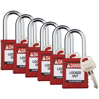 Velocity Lockout Padlocks, Red, Keyed Different, Nylon, 1-1/2" Width Ontario Packaging