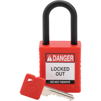 Velocity Safety Lockout Padlock, Red, Keyed Different, Nylon, 1-1/2" Width Ontario Packaging
