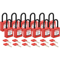 Velocity Lockout Padlocks, Red, Keyed Different, Nylon, 1-1/2" Width Ontario Packaging