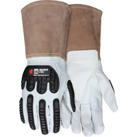 Leather Welding Work Gloves, Medium, Goatskin Palm, Gauntlet Cuff Ontario Packaging
