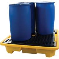 Palette de d&eacute;versements pour quatre barils, Capacit&eacute; de d&eacute;versement 66 gal. US, 57,5" x 57,5" x 12" Ontario Packaging