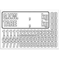 G.V.W. Truck Number Kit, Assorted Numbers/Letters/Punctuation, White Ontario Packaging
