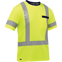 Chemise &agrave; manches courtes et X au dos Bisley, Poly-coton, Petit, Jaune lime haute visibilit&eacute; Ontario Packaging