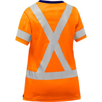 Chemise &agrave; manches courtes et X au dos Bisley pour femmes, Poly-coton, Petit, Orange haute visibilit&eacute; Ontario Packaging