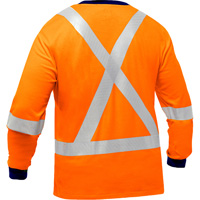 Chemise &agrave; manches longues et X au dos Bisley, Poly-coton, Petit, Orange haute visibilit&eacute; Ontario Packaging