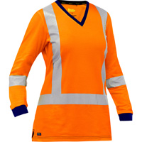 Chemise &agrave; manches longues et X au dos Bisley pour femmes, Poly-coton, Petit, Orange haute visibilit&eacute; Ontario Packaging