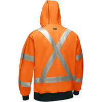 Bisley&reg; X-Back Full Zip Hooded Sweatshirt with Sherpa Lining, Small, High Visibility Orange Ontario Packaging