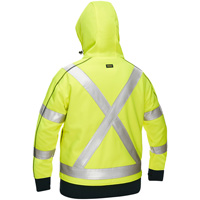 Bisley&reg; X-Back Women's Contoured Full Zip Hooded Sweatshirt with Sherpa Lining, Small, High Visibility Lime-Yellow Ontario Packaging