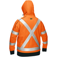 Bisley&reg; X-Back Women's Contoured Full Zip Hooded Sweatshirt with Sherpa Lining, Small, High Visibility Orange Ontario Packaging