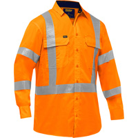 Chemise de travail &agrave; manches longues et X au dos Bisley avec X-Airflow, Poly-coton, Petit, Orange haute visibilit&eacute; Ontario Packaging