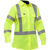 Chemise de travail &agrave; manches longues et X au dos Bisley avec X-Airflow pour femmes, Poly-coton, Petit, Jaune lime haute visibilit&eacute; Ontario Packaging
