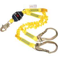 Twin-Leg Stretch Web Shock-Absorbing Lanyard, 6', Rebar Hook Center, Snap Hook Leg Ends Ontario Packaging