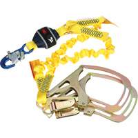 Twin-Leg Stretch Web Shock-Absorbing Lanyard, 6', Rebar Hook Center, Snap Hook Leg Ends Ontario Packaging