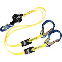 Twin-Leg Arc Flash Coated Web Shock-Absorbing Lanyard, 6', Rebar Hook Center, Snap Hook Leg Ends Ontario Packaging